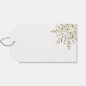 Gold Snowflake op White Winter Weddenschap Favor T Cadeaulabel (Achterkant Horizontaal)