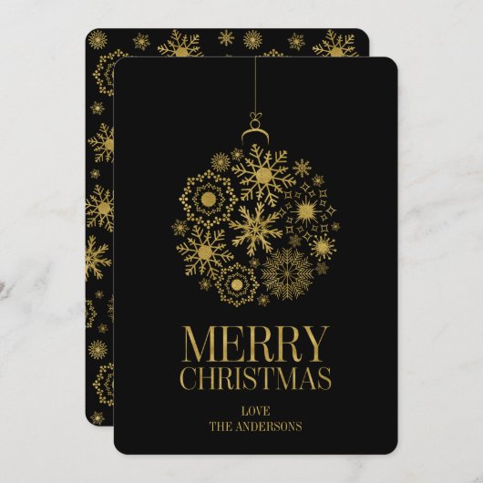 Gold Snowflake Ornament kerstfeestdag Kaart (Voorkant / Achterkant)