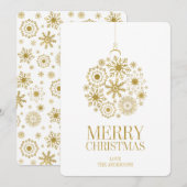 Gold Snowflake Ornament kerstfeestdag Kaart (Voorkant / Achterkant)