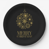 Gold Snowflake Ornament kerstpapier Bord (Voorkant)