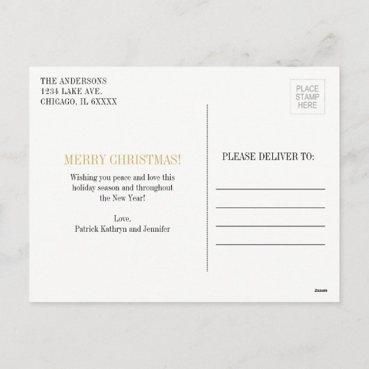 Gold Snowflake Ornament Merry Kerstmis Briefkaart (Achterkant)