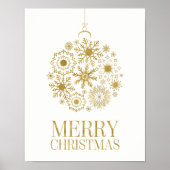 Gold Snowflake Ornament Merry Kerstmis Poster (Voorkant)