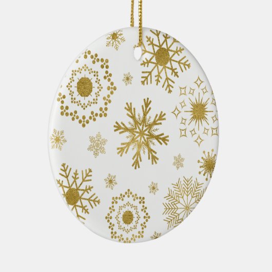 Gold Snowflake Pattern-kerstversiering Keramisch Ornament (Rechts)