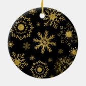 Gold Snowflake Pattern-kerstversiering Keramisch Ornament (Achterkant)