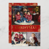 Gold Snowflake Photo Merry Kerstry Feestdagenkaart (Voorkant / Achterkant)