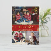 Gold Snowflake Photo Merry Kerstry Feestdagenkaart (Staand voorkant)