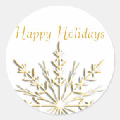 Gold Snowflake Prettige feestdagen Envelope-zegels Ronde Sticker (Voorkant)