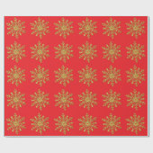 Gold Snowflake Red Wrapping Paper Cadeaupapier (Vlak)