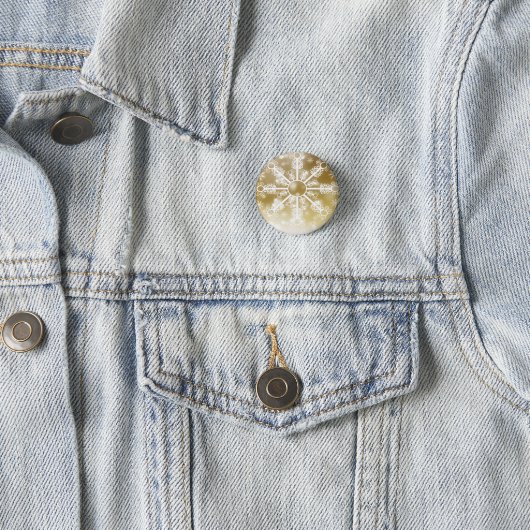 Gold Snowflake Ronde Button 3,2 Cm (In situ)
