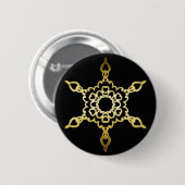 GOLD SNOWFLAKE RONDE BUTTON 5,7 CM (Voorkant /achterkant)