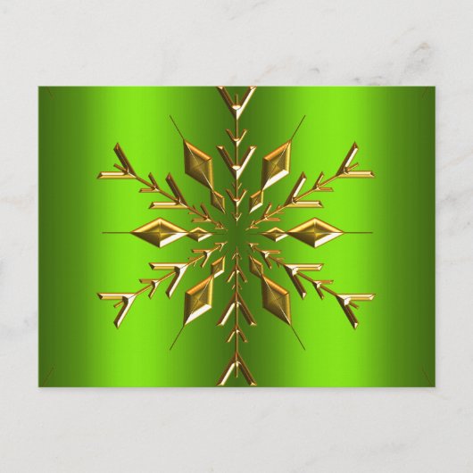 Gold Snowflake Star met Green Kerstmis Briefkaart (Voorkant)