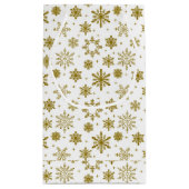 Gold Snowflake White Holiday Elegant Klein Cadeauzakje (Achterkant)