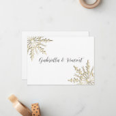 Gold Snowflake Winter Weddenschap Notitiekaartje (Voorkant / Achterkant in situ)