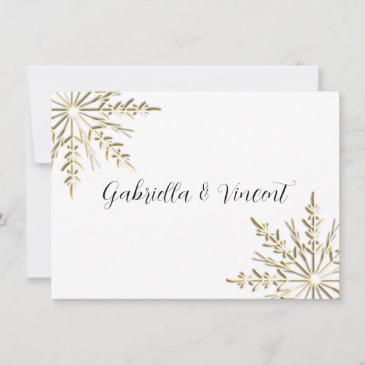 Gold Snowflake Winter Weddenschap Notitiekaartje (Voorkant)