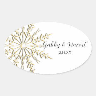 Gold Snowflake Winter Wedding Envelope zegels