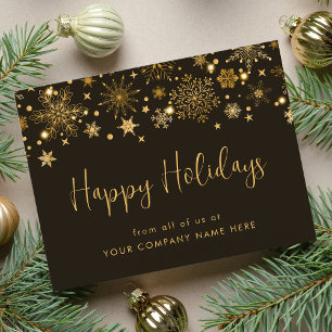 Gold Snowflakes Corporate kerstgroet Briefkaart