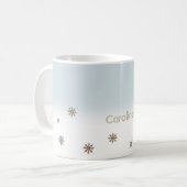 Gold Snowflakes Eigen naam kerstcadeau Koffiemok (Voorkant links)