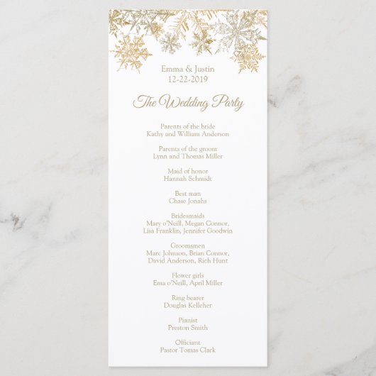 Gold Snowflakes Elégante carte de Noël d'hiver (Devant)