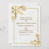 Gold Snowflakes Élégantes Invitations hivernales d (Devant)