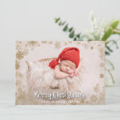 Gold Snowflakes Faire-part de naissance photo de N (Debout devant)