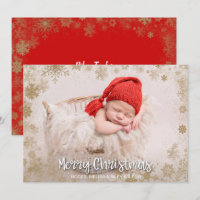 Gold Snowflakes Faire-part de naissance photo de N