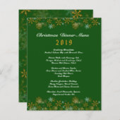 Gold Snowflakes Green-kerstmenu (Voorkant / Achterkant)