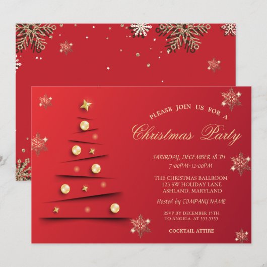 Gold Snowflakes, kerstboomblazers Company Kaart (Voorkant / Achterkant)