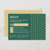 Gold Snowflakes, kersttSVP RSVP Kaartje (Voorkant / Achterkant)