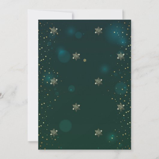 Gold Snowflakes, Kogels, lichte kerst Kaart (Achterkant)