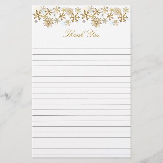 Gold Snowflakes met kerstmis bedankt Briefpapier (Voorkant)
