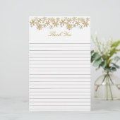 Gold Snowflakes met kerstmis bedankt Briefpapier (Staand voorkant)