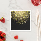 Gold Snowflakes op Black New Year Servet (Insitu)