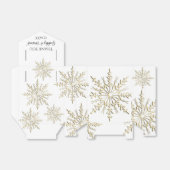 Gold Snowflakes op het witte winterhuwelijk Bedankdoosjes (Uitgevouwen)