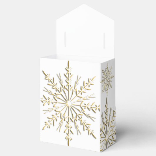Gold Snowflakes op het witte winterhuwelijk Bedankdoosjes (Geopend)