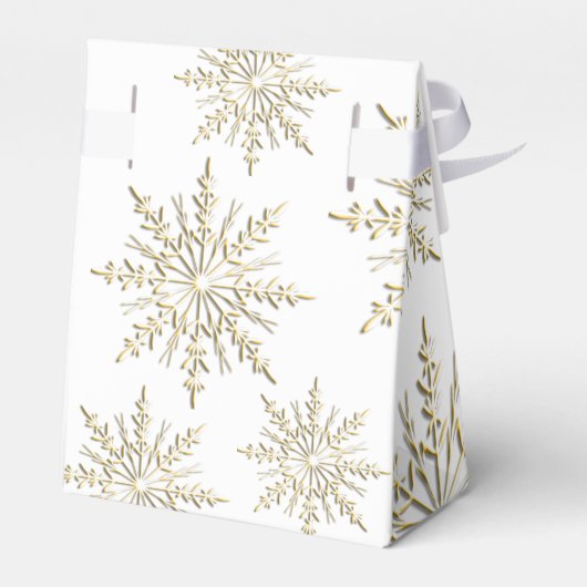 Gold Snowflakes op het witte winterhuwelijk Bedankdoosjes (Achterkant)