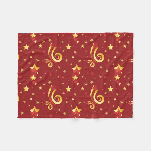 Gold Snowflakes op kerstrood Fleece Deken (Voorkant (Horizontaal))