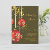 Gold Snowflakes Ornement Fête Invitation (Debout devant)