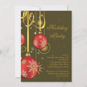 Gold Snowflakes Ornement Fête Invitation