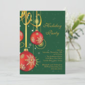 Gold Snowflakes Ornement Fête Invitation (Debout devant)