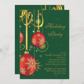 Gold Snowflakes Ornement Fête Invitation (Devant / Derrière)