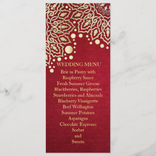 Gold Snowflakes Red Christmas Mariage Menu