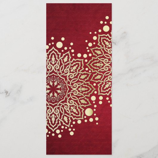 Gold Snowflakes Red Christmas Mariage Menu (Dos)