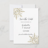 Gold Snowflakes Winter Wedding Save the Date (Voorkant)