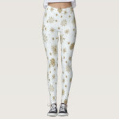 Gold Snowflakes — wit ontwerp Leggings (Voorkant)