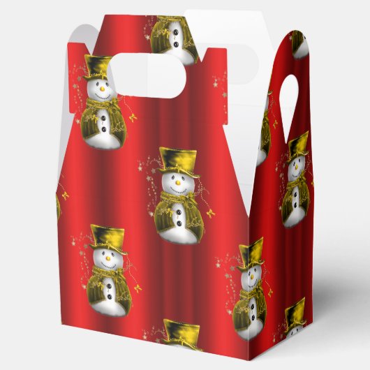 Gold Snowman op Red Bedankdoosjes (Geopend)