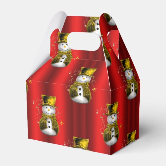 Gold Snowman op Red Bedankdoosjes (Voorkant Zijde)