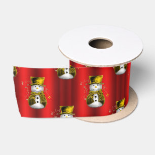 Gold Snowman op Red Lint