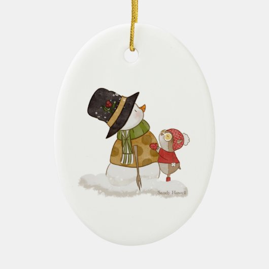 Gold Snowman-Ornament Keramisch Ornament (Voorkant)