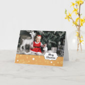 Gold Snowy Digital Photo Cartes de Noël personnell (Fleur jaune)