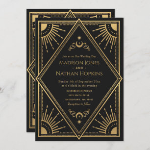 Gold Solar Gothic Elegant Tarot Card Weddenschap Kaart